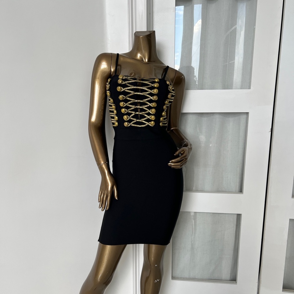 Black and Gold Mini Dress